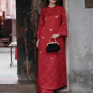 Ao Dai modernizado de HO DIEP para mujeres, Ao Dai para niñas, Ao Dai vietnamita, Ao Dai de brocado de alta calidad