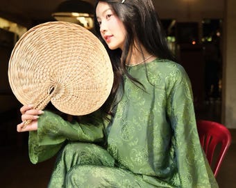 Tencel Silk Ao Ba Ba Set, Set Ba Ba Di Chua, Vietnam Traditional Silk Clothes 04