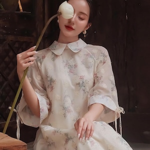 Ao Dai floral vintage moderno para mujer, Ao Dai para niña, Ao Dai Vietnam, vestido vietnamita para mujer