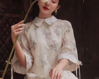 Floral Vintage Modern Ao Dai for Women, Ao Dai for Girls, Ao Dai Vietnam, Vietnamese Dress for Woman