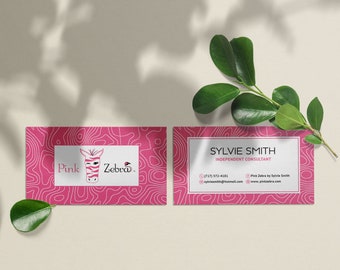 Custom Pink Zebra Business Card, Personalized Pink Zebra Business Card, Printable Pink Zebra Business Card, Pink Zebra Consultant Card PZ01