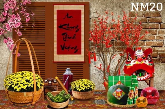 Vietnamese Tet Holiday Lunar New Year Landscape Background - Etsy ...