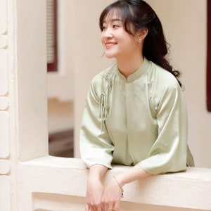 DIEU MAI Vietnamese Traditional Ao Dai for Women, Ao Dai for Girls, Ao Dai Vietnam, Bow Ao Dai Set
