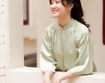 DIEU MAI Vietnamese Traditional Ao Dai for Women, Ao Dai for Girls, Ao Dai Vietnam, Bow Ao Dai Set