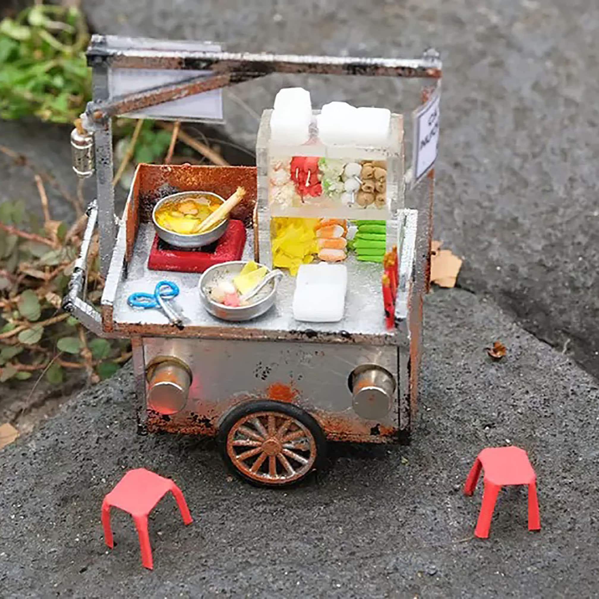 ミニチュア  屋台ベトナム風 ベトナムパン屋台、新鮮な果物屋台、魚団子屋台、ベトナムギフト