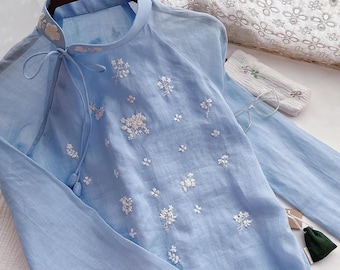 Liti Vietnamese Linen Ao Dai for Women, Ao Dai for Girls, Ao Dai Vietnam, Embroidery Ao Dai, Premium Linen Ao Dai
