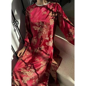 Colorful Brocade Vietnamese Traditional Ao Dai for Women, Ao Dai for Girls, Ao Dai Vietnam, Rhinestone Ao Dai
