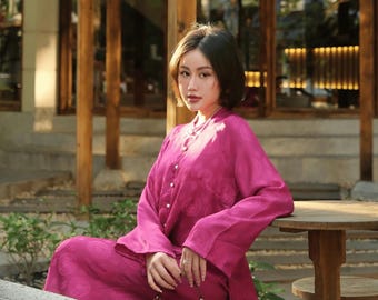 Ensemble Ao Ba Ba en soie, Ensemble Ba Ba Di Chua, vêtements traditionnels en soie du Vietnam 03