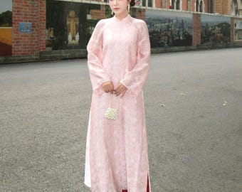 AN LAC Floral Ao Dai for Women, Ao Dai for Girls, Ao Dai Vietnam, Modern Ao Dai Tet for Vietnamese, Wedding Ao Dai
