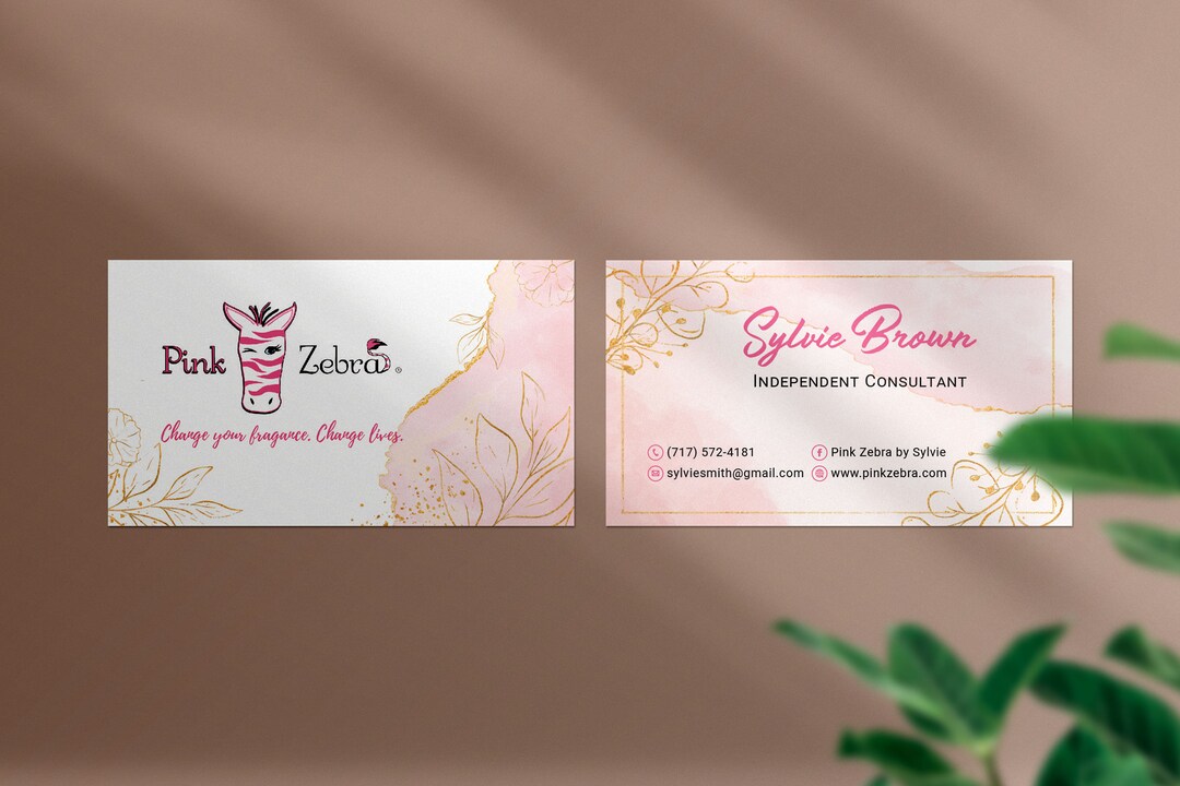 Watercolor Pink Zebra Business Card, Personalized Pink Zebra Business ...