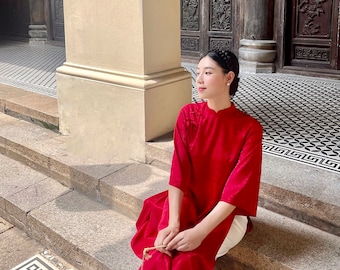 AI NHU Vietnamese Traditional Ao Dai for Women, Ao Dai for Girls, Ao Dai Vietnam, Silk Loose Form Ao Dai