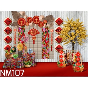 Fond de paysage du Nouvel An lunaire vietnamien du Têt 2024, toile de fond des fêtes du Têt (phong nen chup anh Tet bang vai), Tết nguyên đán