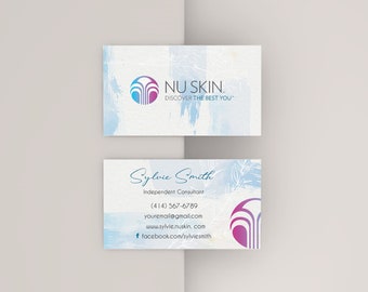 Watercolor NU SKIN Business Card, Personalized Nu Skin Business Card, Printable Nu Skin Business Card, Nu Skin Custom Card NS14