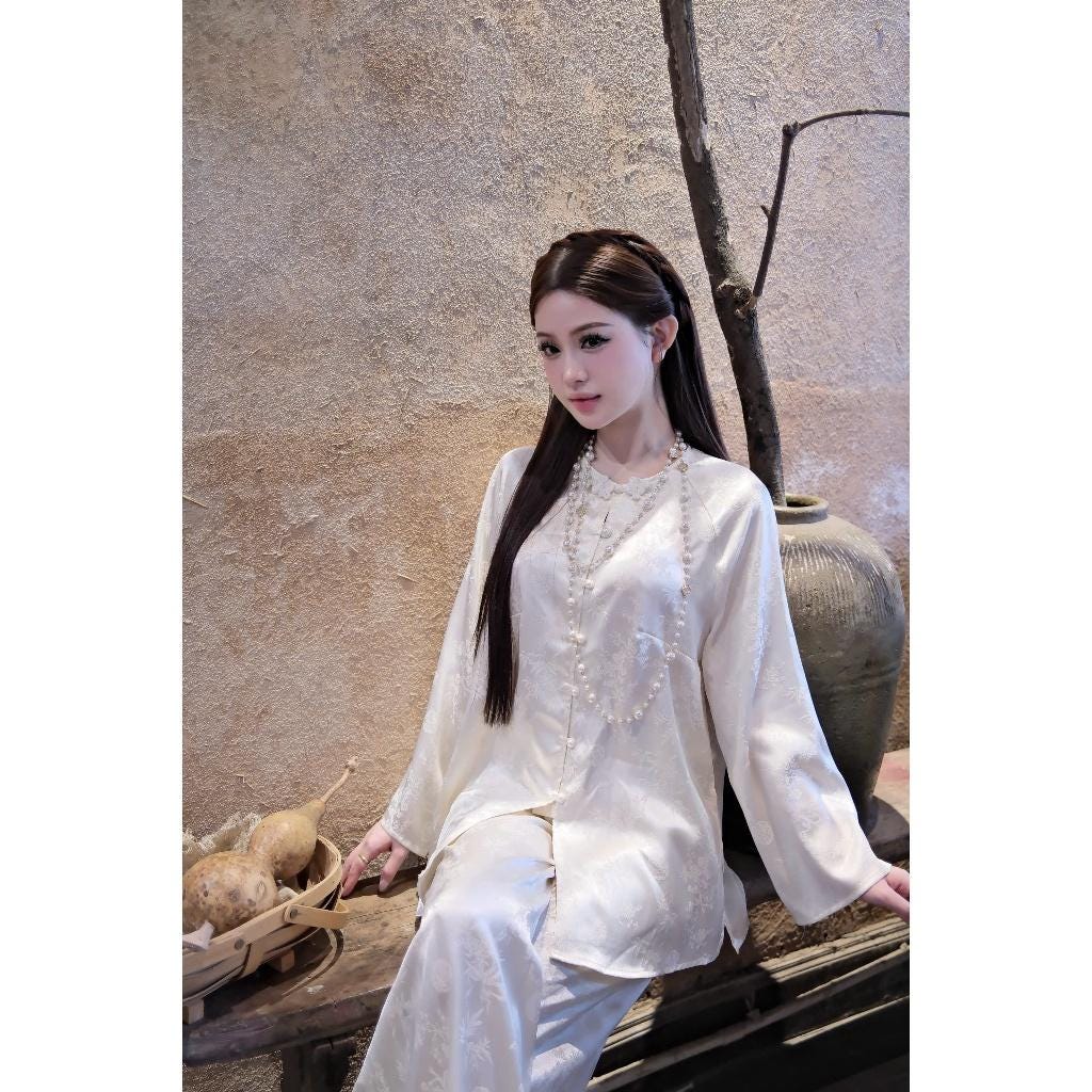 Bamboo Brocade Ao Ba Ba Set, Set Ba Ba Di Chua, Vietnam Traditional ...