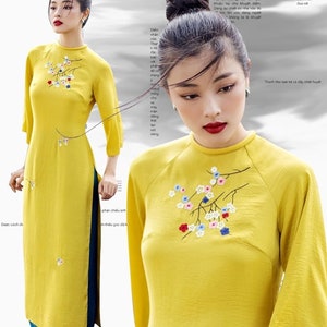 CHI Vietnamese Traditional Ao Dai for Women, Ao Dai for Girls, Ao Dai Vietnam, Embroidery Ao Dai image 3