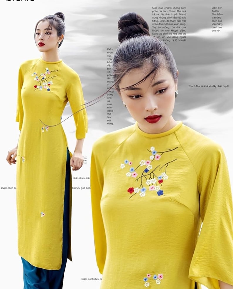 CHI Vietnamese Traditional Ao Dai for Women, Ao Dai for Girls, Ao Dai Vietnam, Embroidery Ao Dai image 3