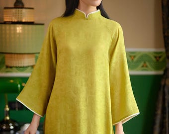Crêpe Floral Silk Vietnamese Ao Dai for Women, Ao Dai for Girls, Ao Dai Vietnam, Ao Dai with Double Layers, Ao Dai Tet