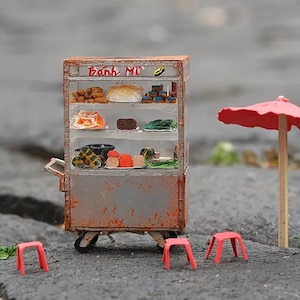 ベトナムのパン屋台、新鮮なフルーツ屋台、魚団子屋台、ベトナムのギフト、手作りのミニチュア、ベトナムのお土産