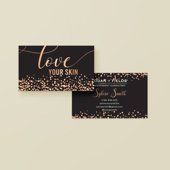 Gold Glitter Rodan and Fields Business Cards, Printable Rodan and Fields,  PERSONALIZED Rodan and Fields Business Card, Love Your Skin RF21