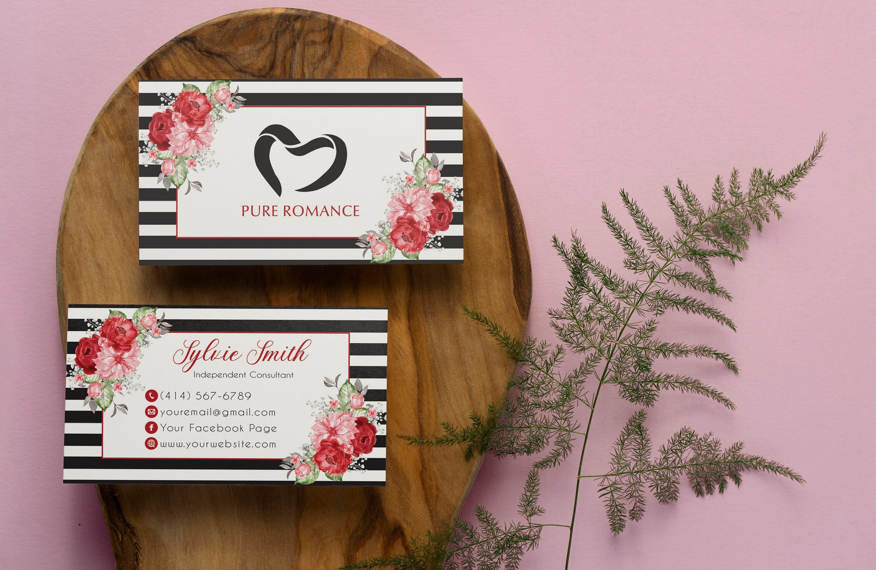 Red Floral Pure Romance Business Card, Personalized Pure Romance ...