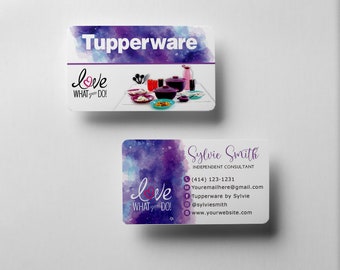 Watercolor Tupperware Business Card, Personalized Tupperware Business Card, Consultant Business Cards, Tupperware Marketing TW10