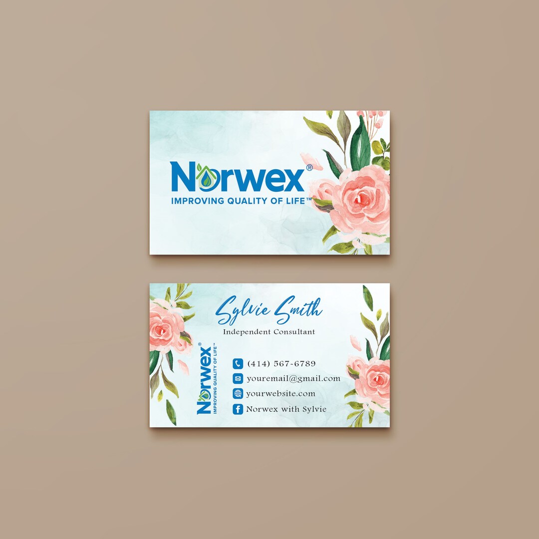 Watercolor Floral Norwex Business Card, Personalized Norwex Business Card, Printable Norwex ...
