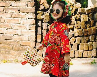 VINTAGE Traditional Women & Kids Ao Dai Set, Ao Dai for Girls, Ao Dai for Boys, Silk Ao Dai for Women