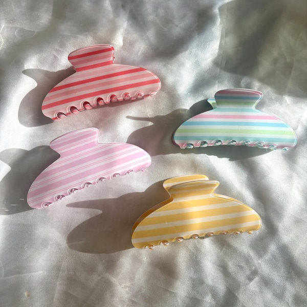 Colorful Striped Hair Claw Clips