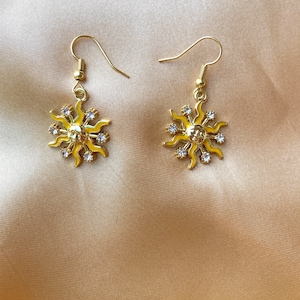 Golden Sun Earrings, yellow, gold, sunny