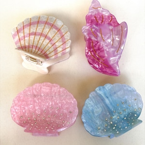 Barrettes à coquillages, rose, bleu, blanc, conque, plage, barrette à cheveux