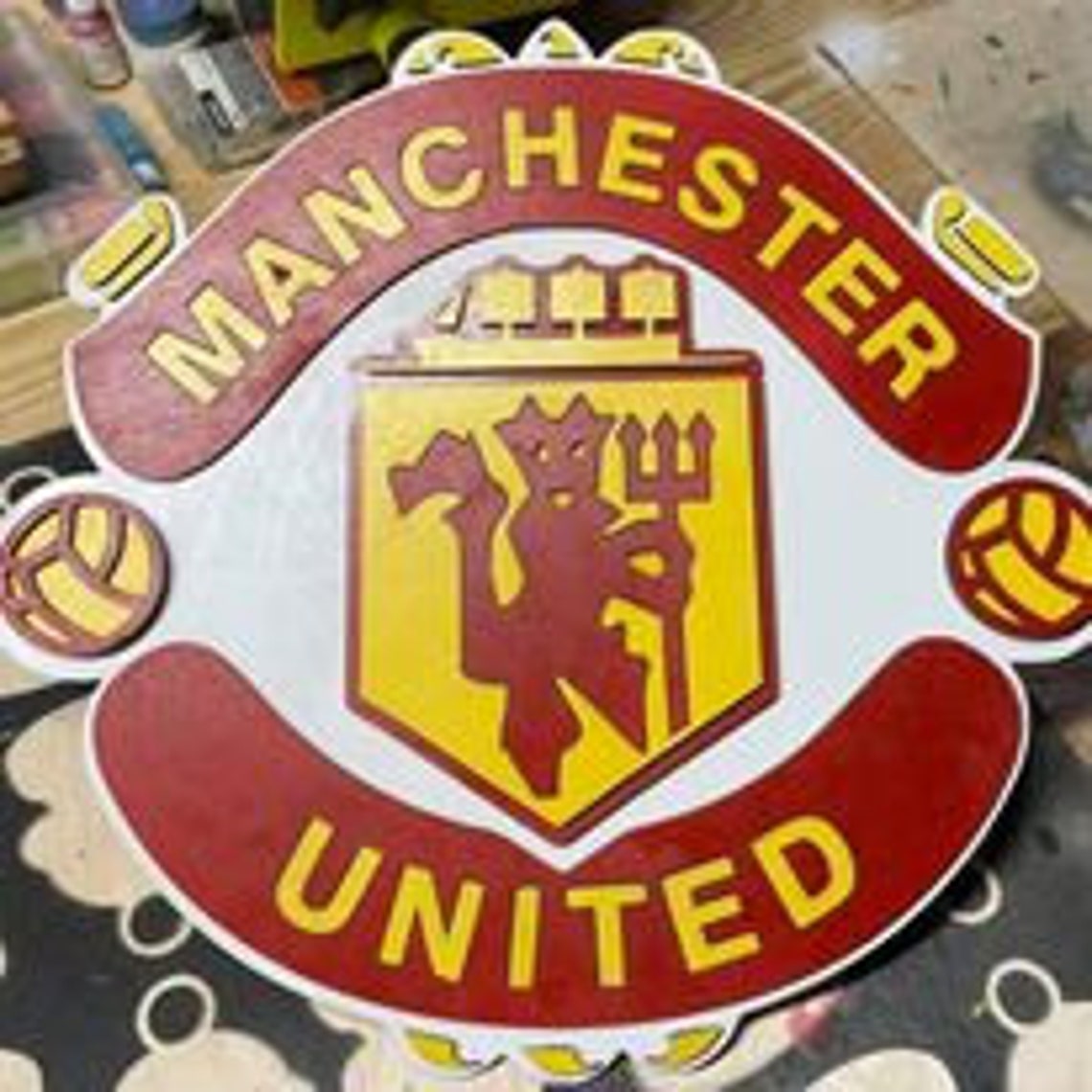 Manchester United Layered Wall Art Etsy