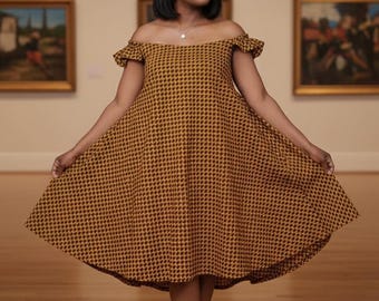 Ankara Off-Shoulder Dress: African Print Flare Dress