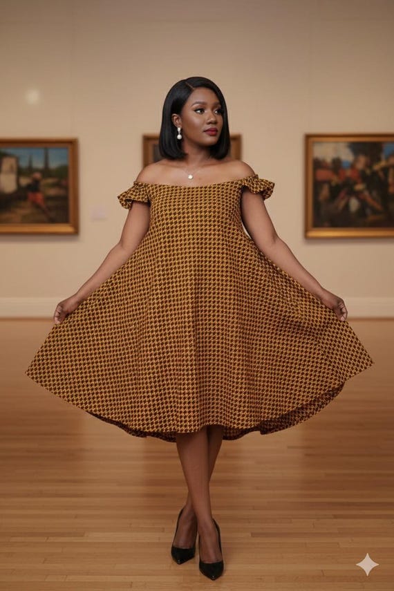 Ankara Off-Shoulder Dress: African Print Flare Dress