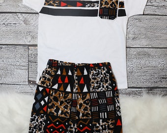 Toddler boys set/African print striped shorts set/ankara boys set/Print boys outfit set/