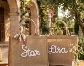 Personalized mama Tote Bag, Mothers Day Surprise Gift for mothers, Custom jute Yarn Name Purse, Gifts from kids