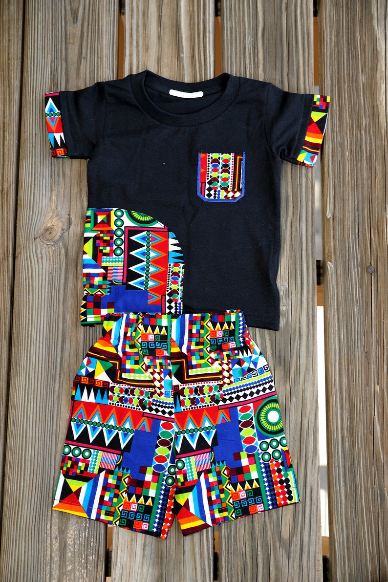 Boys tshirt and pants set/black shirt/Boys outfit set/African print boys shorts/boys shirts/toddler shirts/ Ankara boys clothes &short pants image 6