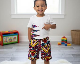 Handmade Toddler Boys Mudcloth Outfit: African Print Shirt & Shorts