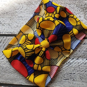 2 Pcs Ankara Headband Set: Bow & Top Knot, African Print