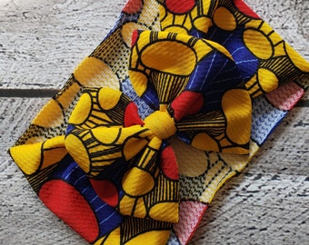 2 Pcs Ankara Headband Set: Bow & Top Knot, African Print