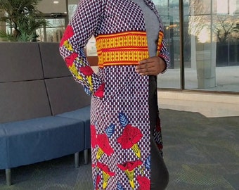 African Clothing For Women of all Size | Ankara |flowered overcoat Top with POCKET | slim fit overcoat |