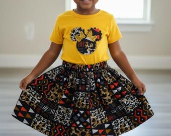 Ensemble africain pour filles Kente : haut et jupe brodés