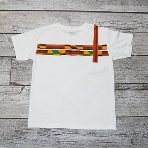 Kids Kente Cloth Striped Tee: African Fabric Shirt