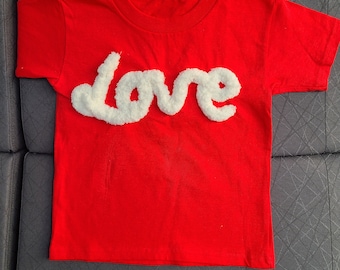 Chenille Love Toddler T-Shirt: Embroidered Valentines Day Shirt