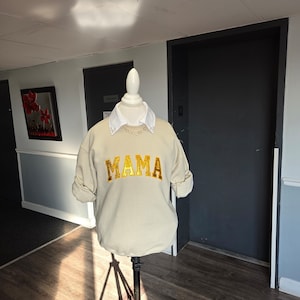 Two piece outfit embroidery sweatshirt,mother&#39;s day special sweatshirt,sand color sweatshirt,sweatshirt,vinyl htv embroidery sweatshirt