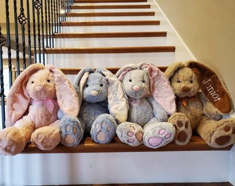 Personalized Stuffed Bunny | Baby Shower Gift, Embroidered Ears