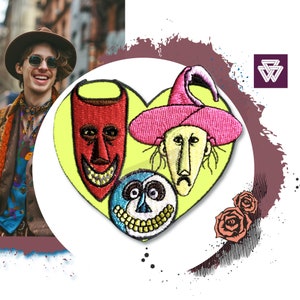 Peut inclure: Trois patchs brodés en forme de cœur. Les patchs représentent Jack Skellington, Oogie Boogie et le 'Boogie Man' du film 'L'Étrange Noël de monsieur Jack'.