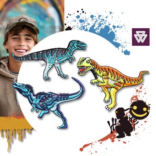 Toppa Termoadesiva Ricamata A Forma Di Triceratopo – Dinosauro Per Abbigliamento E Borse
