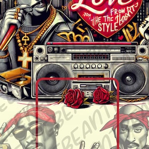 Modèle de carte Rap Hip Hop des années 90 Saint Valentin, carte Jumbo Saint Valentin, prête à imprimer, prête pour la toile