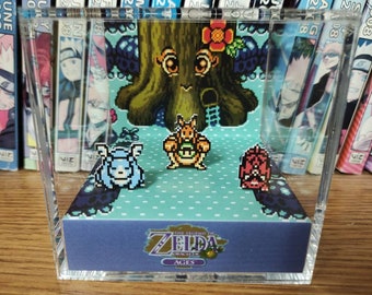 The Legend of Zelda Diorama - Oracle of Ages Link & Friends, Zelda 3D Diorama Cube, Handmade Crystal Diorama Cube, Unique Gift for Gamers