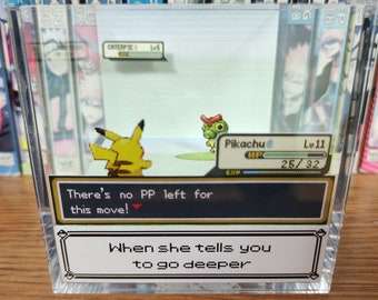 Poke Meme Encounter (When she tells you to go deeper) Pokememe 3D Diorama Cube, Handmade Crystal Diorama Cube, Unique Gift for Gamers